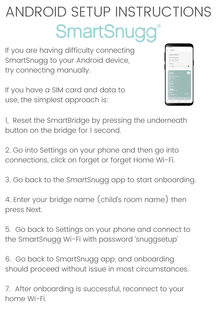 SmartSnugg Android Set Up Instructions - Shop Snooze
