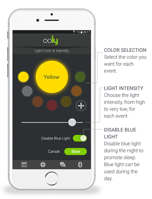 Ooly sleep training clock app interface