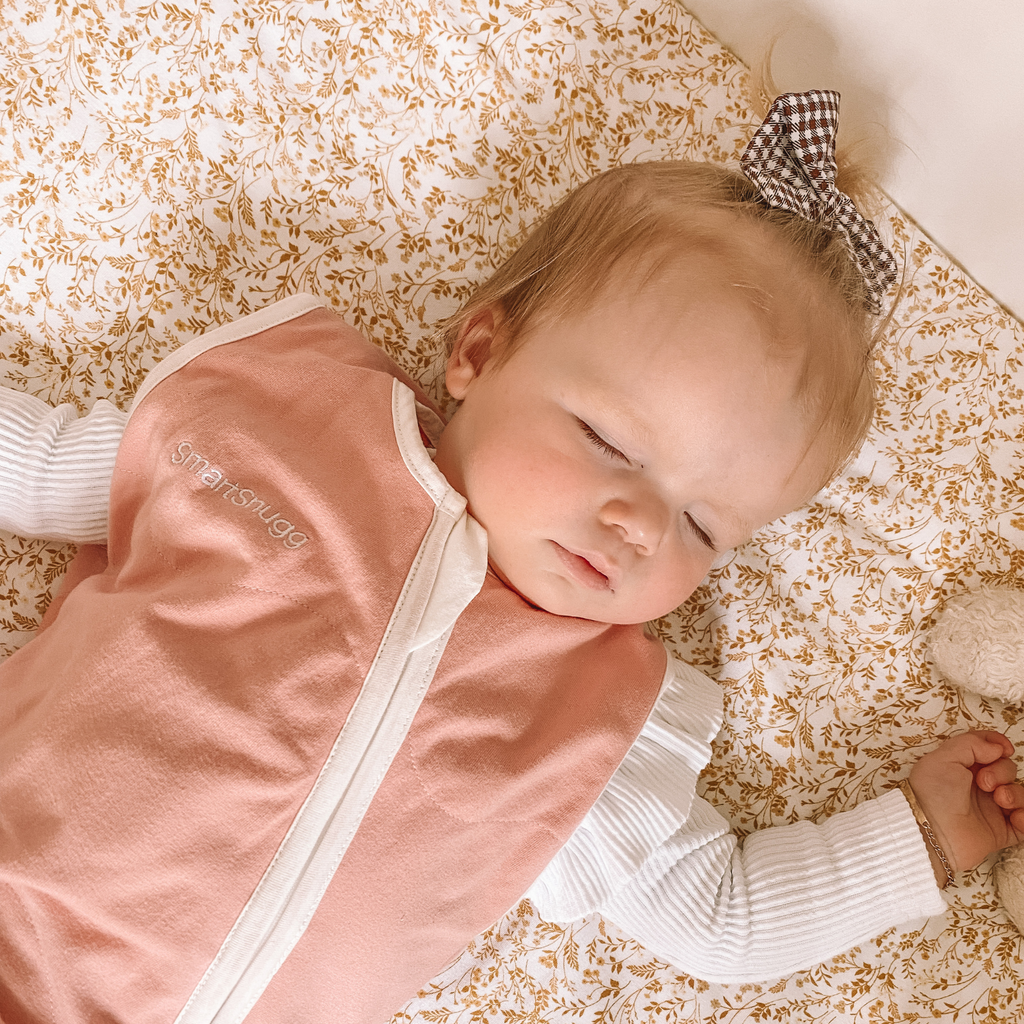 SmartSnugg SmartSleeper with double zip in blush pink, cotton and bamboo baby and toddler swaddle bag / sleeping bag